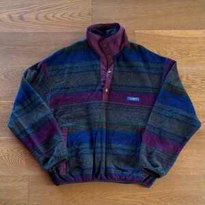 Pendleton Vintage Men's Blue and Grey Button-Up Wool Fleece. Sz Small